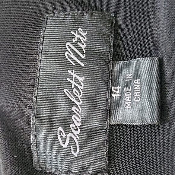 Scarlett Nite Deep V Neck Embellished Belt Ribbon Tie Fit & Flare Dress-Sz 14 - Picture 6 of 8